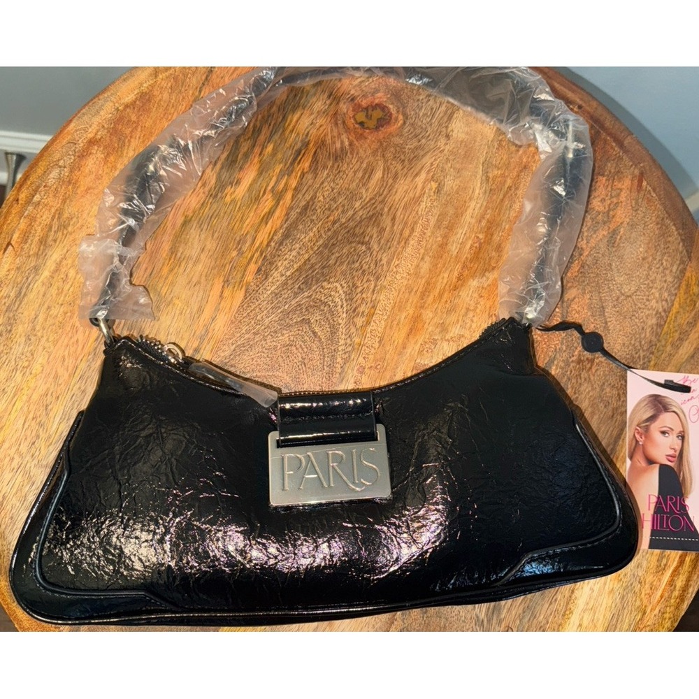 Paris Hilton Women's Onyx Long Baguette Bag‎ Purse Black